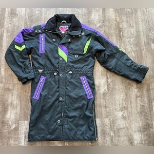 Vintage 90’s Spyder Ski Parka Jacket Neon Green Purple  Color Block men’s Medium
